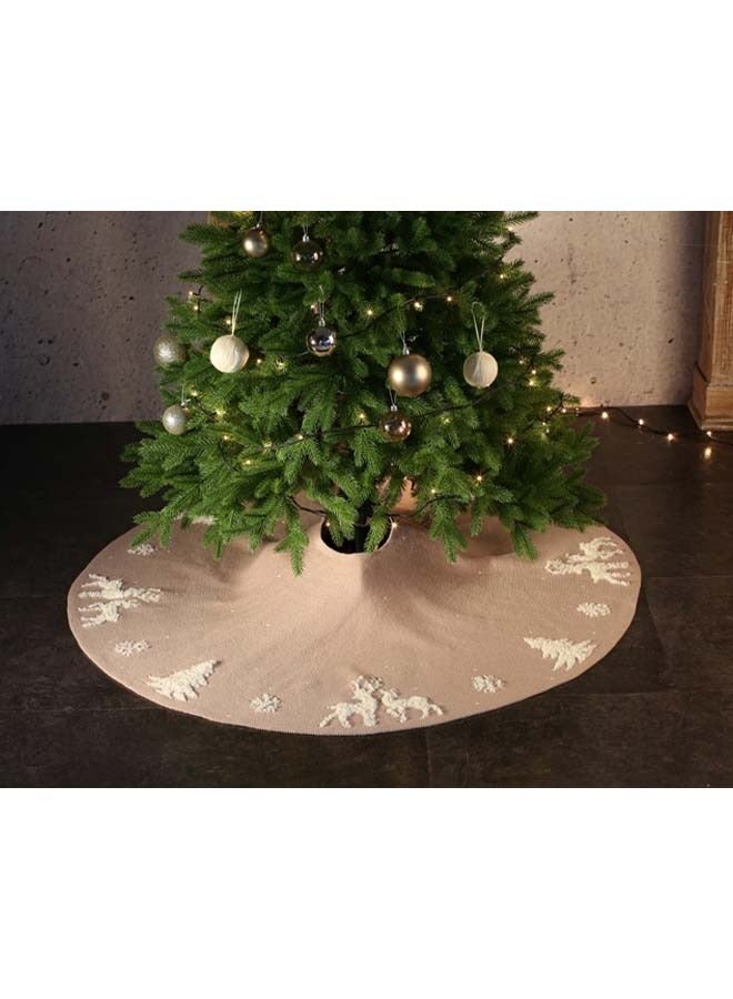 Knitted Elk - themed Christmas Tree Skirt - 48 - inch (122CM) Woolen Tree - base Apron with Three - dimensional Pile for Christmas Decoration and Venue Decoration, Weighing 580g - Image 5