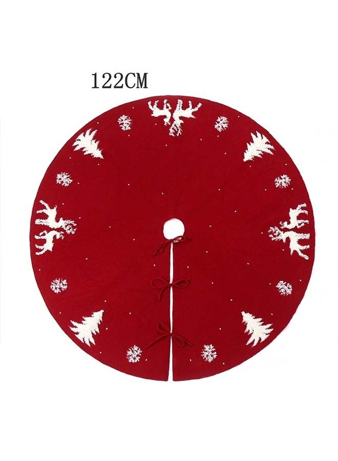 Knitted Elk - themed Christmas Tree Skirt - 48 - inch (122CM) Woolen Tree - base Apron with Three - dimensional Pile for Christmas Decoration and Venue Decoration, Weighing 580g - Image 2