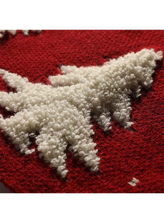 Knitted Elk - themed Christmas Tree Skirt - 48 - inch (122CM) Woolen Tree - base Apron with Three - dimensional Pile for Christmas Decoration and Venue Decoration, Weighing 580g - Image 4