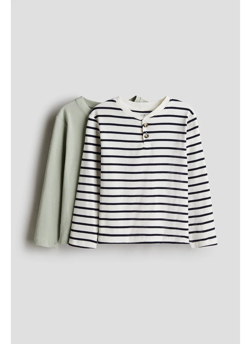 H&M 2-Pack Ribbed Henley Tops