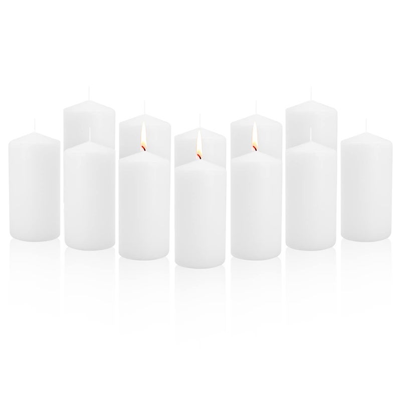 Royal Imports Royal Imports Pillar Candles White Unscented Premium Wax  60 Hours Burning for Wedding  Spa  Party  Birthday  Holiday  Bath  Home Decor - 3""x6"" Inch - Set of 12  - Image 1