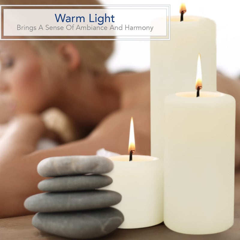 Royal Imports Royal Imports Pillar Candles White Unscented Premium Wax  60 Hours Burning for Wedding  Spa  Party  Birthday  Holiday  Bath  Home Decor - 3""x6"" Inch - Set of 12  - Image 5