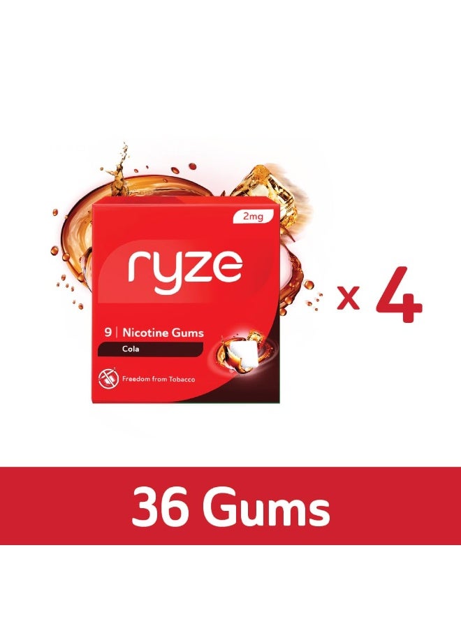 رايز علكة رايز بالنيكوتين 2 ملغ | علكة كولا بالنيكوتين 2 ملغ | عبوة من 4 قطع (36 علكة) | لطيفة على الحلق | معتمدة من إدارة الغذاء والدواء الأمريكية | خالية من السكر | خصائص تبييض الأسنان - Image 1