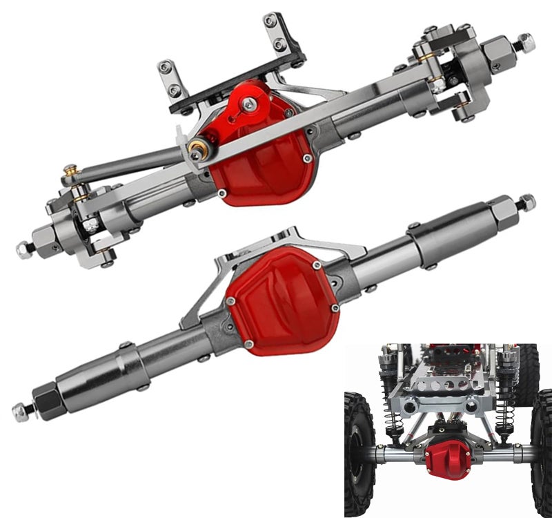 RCJTCQX Complete Aluminum Front Rear Axle Set for Axial SCX10 RC4WD D90 110 Scale RC Crawler Upgrade with Enhanced Steel Axle ShaftsTitanium - Image 3