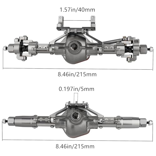 RCJTCQX Complete Aluminum Front Rear Axle Set for Axial SCX10 RC4WD D90 110 Scale RC Crawler Upgrade with Enhanced Steel Axle ShaftsTitanium - Image 5