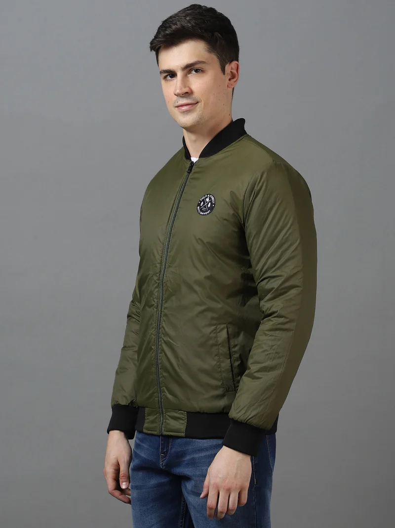 Urbano Fashion  Urbano Fashion Men's Green Full Sleeve Zippered Bomber Jacket  | Best Price UAE