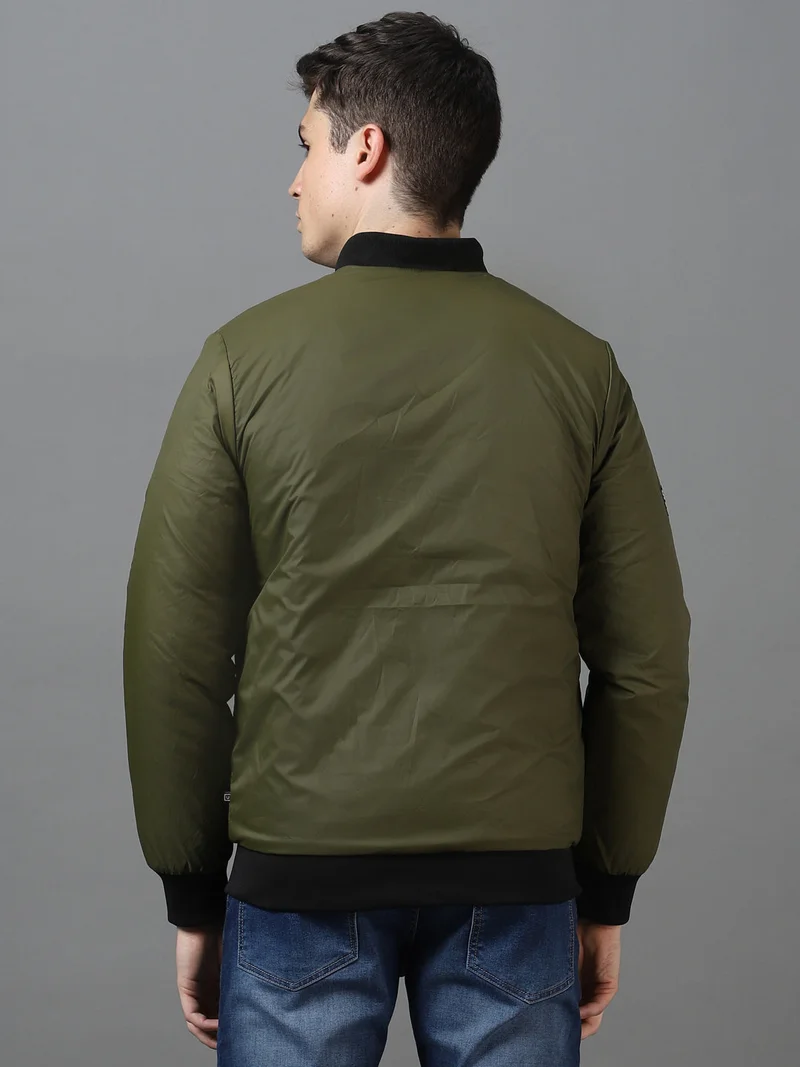 Urbano Fashion  Urbano Fashion Men's Green Full Sleeve Zippered Bomber Jacket  | Best Price UAE