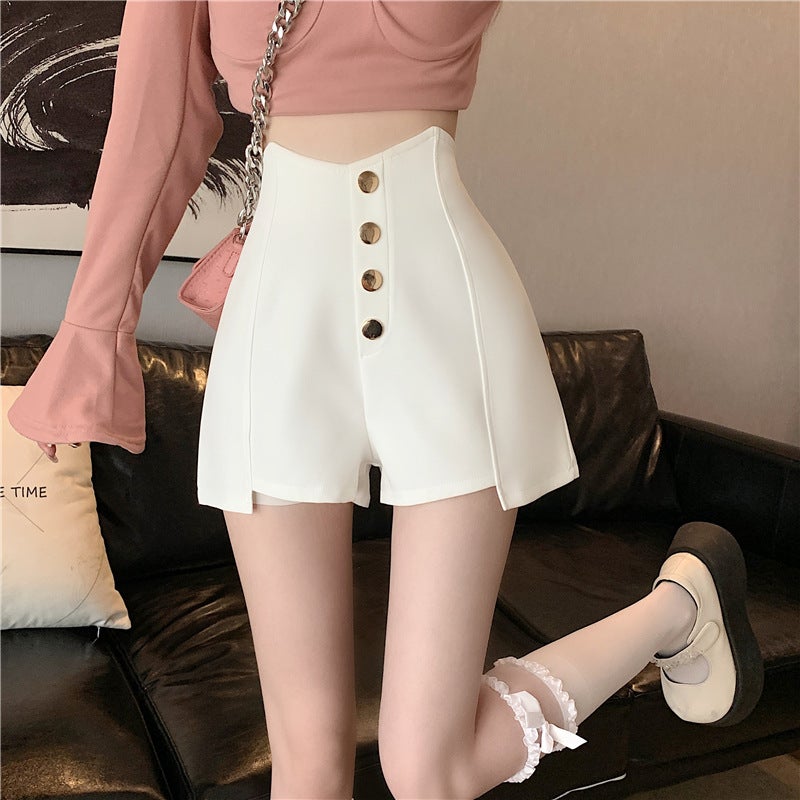 Apricot Boots Pants Wide-leg Pants Women's New Korean-style Slim Irregular Shorts Summer High Waist All-match A- line Short Pants - Image 2