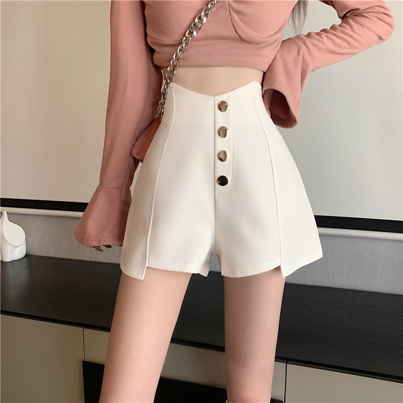 Apricot Boots Pants Wide-leg Pants Women's New Korean-style Slim Irregular Shorts Summer High Waist All-match A- line Short Pants - Image 5