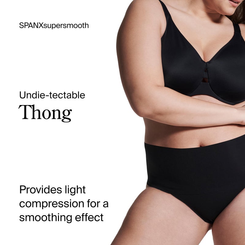 SPANX SPANXsupersmooth Undie-tectable Thong - Comfortable Core Control - Invisible Shapewear Thong - Women's No Show Thong Underwear - Very Black - X-Small - Image 2