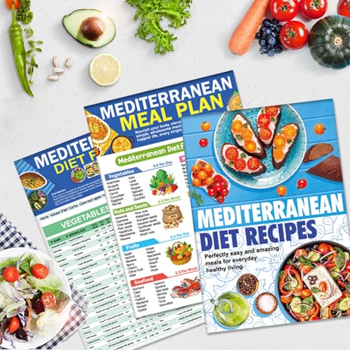 MikerDelisin 3 Piece Mediterranean Diet Food List Ingredients Meal Planner Manual Restricted Diet Foods - Avoidance Guide Net Carb Calorie Servings Weight Loss Diet Diabetes Friendly Easy Recipes for Beginners - Image 5
