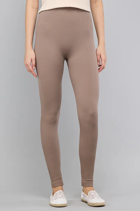 R&B Solid Leggings with Elastic Waist