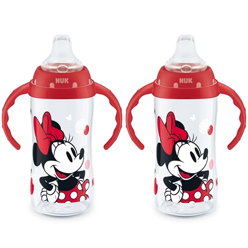 NUK Learner Cup, 10 Oz, Pack of 2, Minnie Mouse – Soft Spout, Easy-Grip Handles, BPA Free, Spill Proof Transition Sippy Cup - Image 1