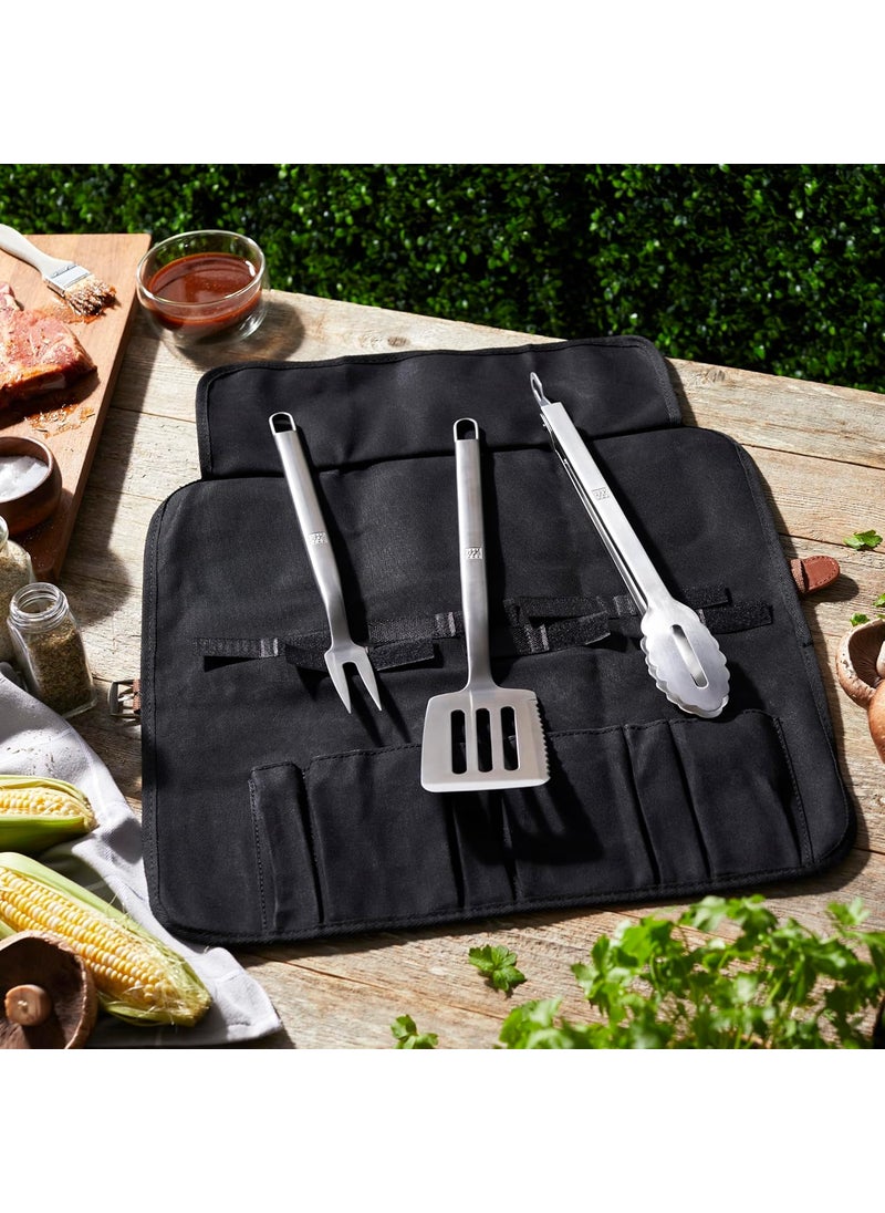 Zwilling ZWILLING BBQ 4pc Grill Tool Set BBQ accessories Grilling Gift Set Set Includes Grill Spatula Grill Tongs Grill Fork and Chefs Tool Wrap Stainless Steel Dishwasher Safe  - Image 2