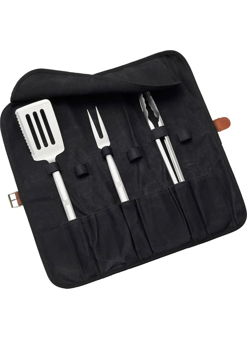 Zwilling ZWILLING BBQ 4pc Grill Tool Set BBQ accessories Grilling Gift Set Set Includes Grill Spatula Grill Tongs Grill Fork and Chefs Tool Wrap Stainless Steel Dishwasher Safe  - Image 1