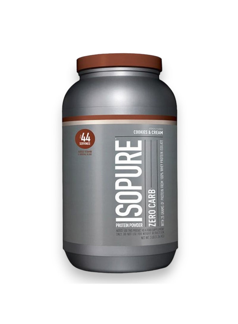 Isopure بروتين Isopure Zero Carb بنكهة الكوكيز والكريمة، 3 رطل