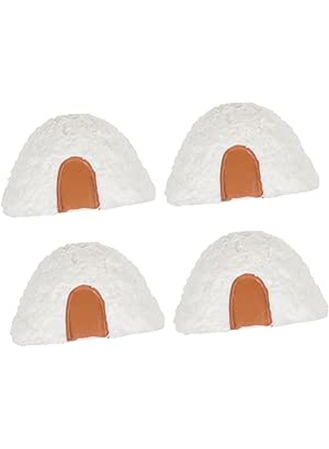 4Pcs Miniature Igloo Snowman Figurines Holiday Decor Lifelike Ice House Statues - Image 1