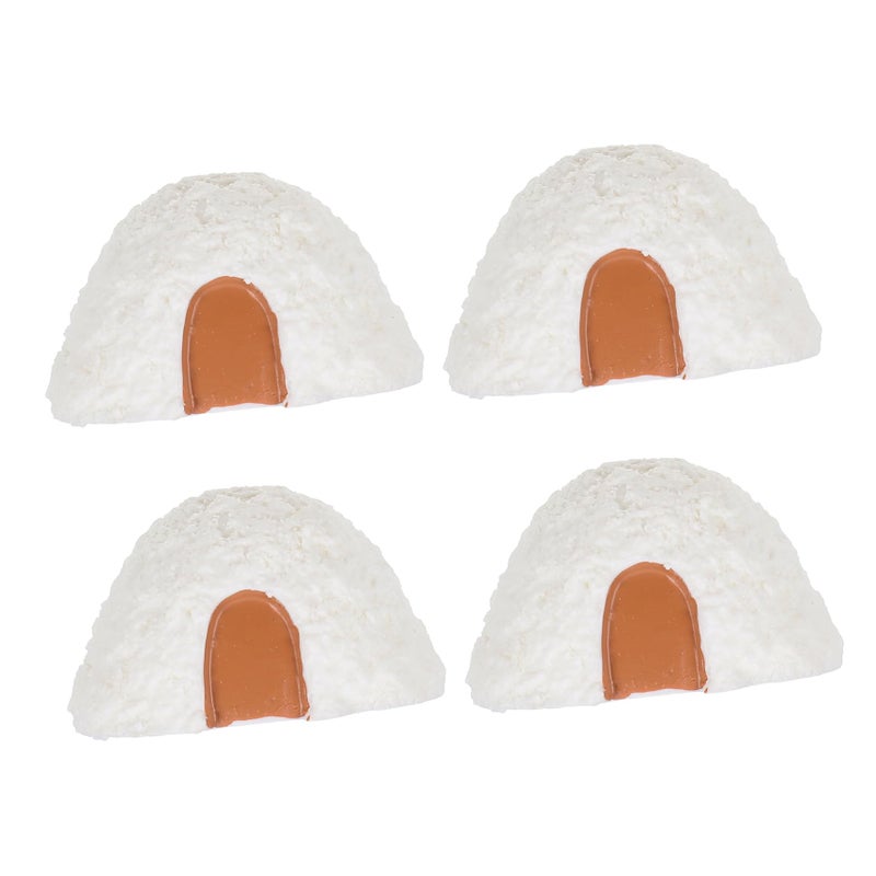 4Pcs Miniature Igloo Snowman Figurines Holiday Decor Lifelike Ice House Statues - Image 2