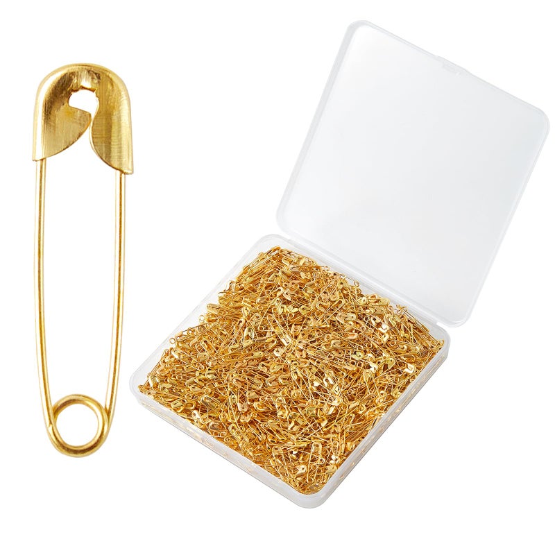 ZZJMCH 1000PCS Safety Pins 075In19mm Small Fastening Pins Rust Resistant Nickel Plated Steel Set for Crafting Sewing Jewelry Making Fabric DIY Rimming Fastening Clip Button for Garment Hang Tag Gold 