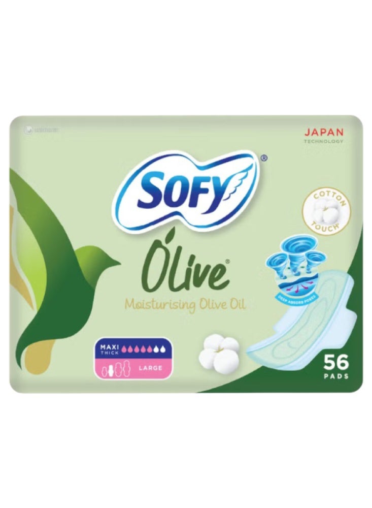 Olive Oil Extract Sanitary Pads Slim Large 56 Pieces