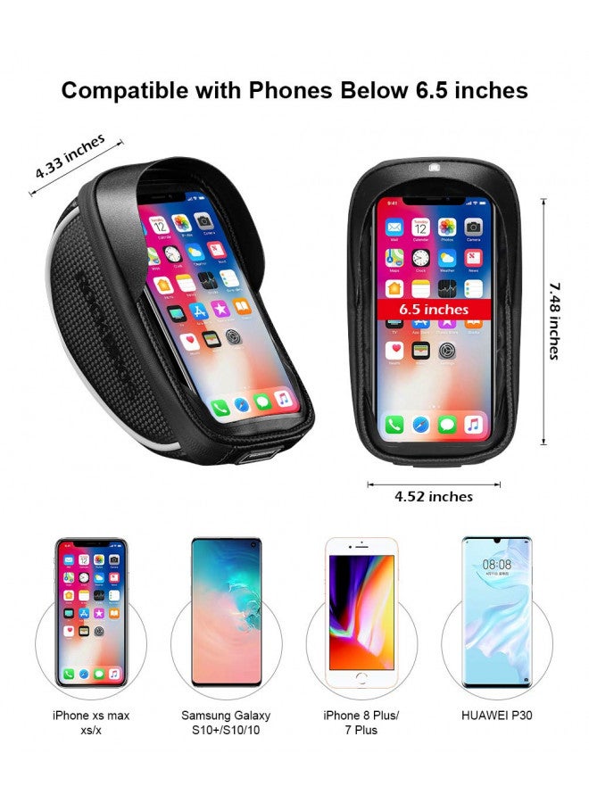 Rockbros ROCKBROS Bike Phone Mount Bag Front Frame Handlebar, Waterproof Bike Phone Holder Case Bicycle Accessories Pouch Sensitive Touch Screen Compatible with iPhone 11 XS Max XR 8 Plus Below 6.5" - Image 4