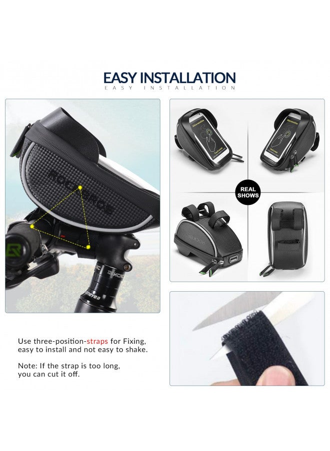 Rockbros ROCKBROS Bike Phone Mount Bag Front Frame Handlebar, Waterproof Bike Phone Holder Case Bicycle Accessories Pouch Sensitive Touch Screen Compatible with iPhone 11 XS Max XR 8 Plus Below 6.5" - Image 5