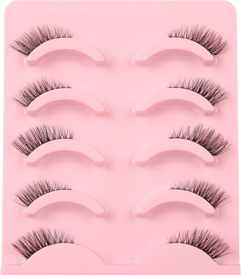 aupalada False Eyelashes Natural Half Lashes Short Wispy Clear Band Lashes Pack Cat Eye 3D Faux Mink 3/4 Eyelashes Multipack by - Image 4