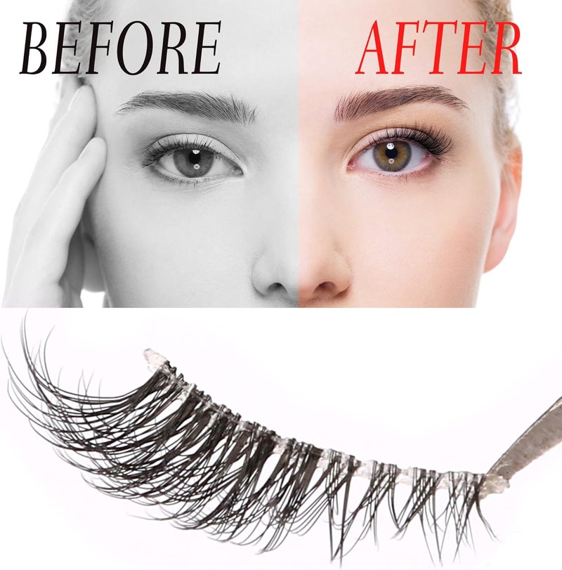 aupalada False Eyelashes Natural Half Lashes Short Wispy Clear Band Lashes Pack Cat Eye 3D Faux Mink 3/4 Eyelashes Multipack by - Image 5