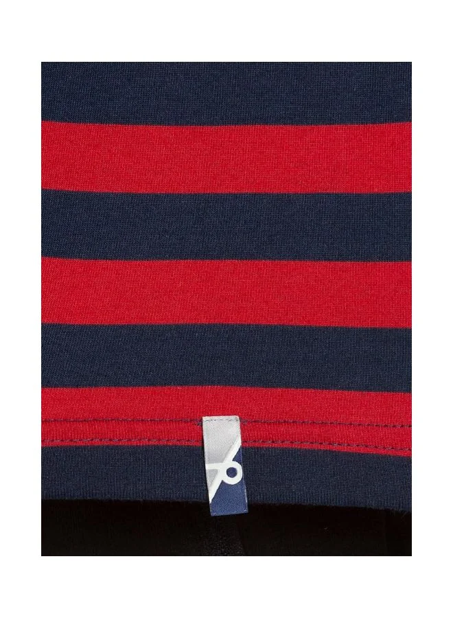 Jockey Navy & Shanghai Red 2715 Men Super Combed Cotton Rich Striped Round Neck Half Sleeve T Shirt for Men | Best Price UAE