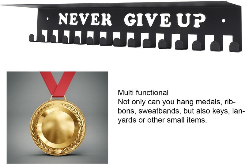 Medal Hanger, High Load Bearing Wall Mount Trophy Shelf with Multiple Metal Hooks for Medal Display and Home Entryway Organization (L 7.9in) - Image 5