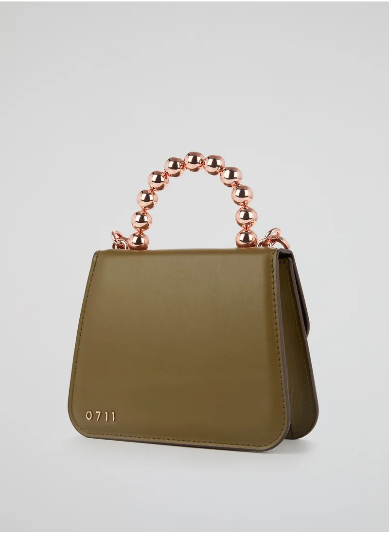 0711 Tbilisi Khaki Lou Ball Handle Flap Purse