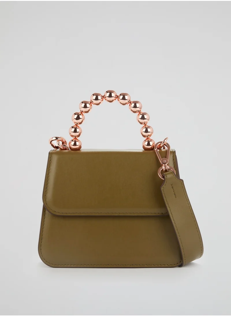 0711 Tbilisi Khaki Lou Ball Handle Flap Purse