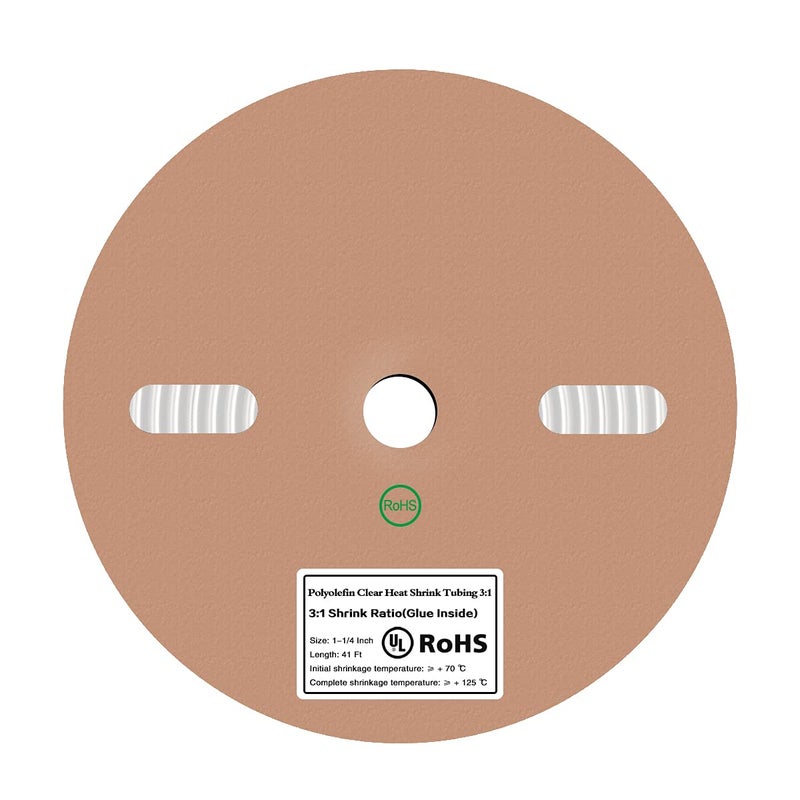 PPCLION 41 Feet 1-1/4" Clear Heat Shrink Tubing Roll 3:1,No Wrinkle Electrical Shrink Tube for Wires,Marine Grade Shrink Tube with Adhesive Lined Waterproof - Image 1