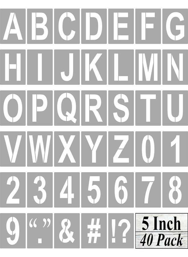 REOLAN Alphabet Letter and Number Stencils 5 Inch - 40 Pack Large Letters and Numbers Stencil Templates with Signs for Painting on Wood, Reusable Letter Stencils for Chalkboard Signs & Wood Wall Art - Image 1