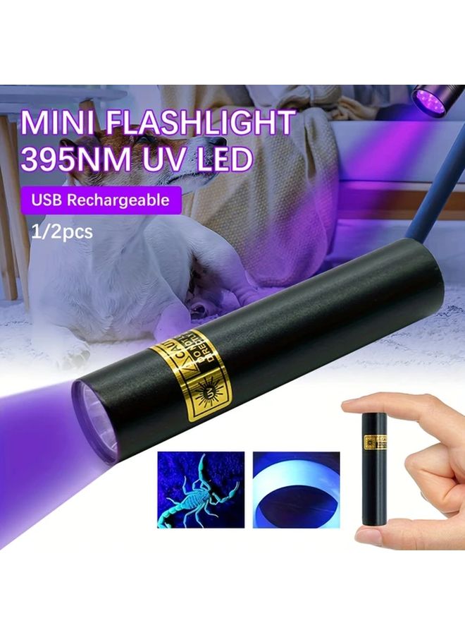 1pc Mini Portable UV 395nm Flashlight USB Ultraviolet Lamp For Resin Curing Hotel Inspection - Image 2