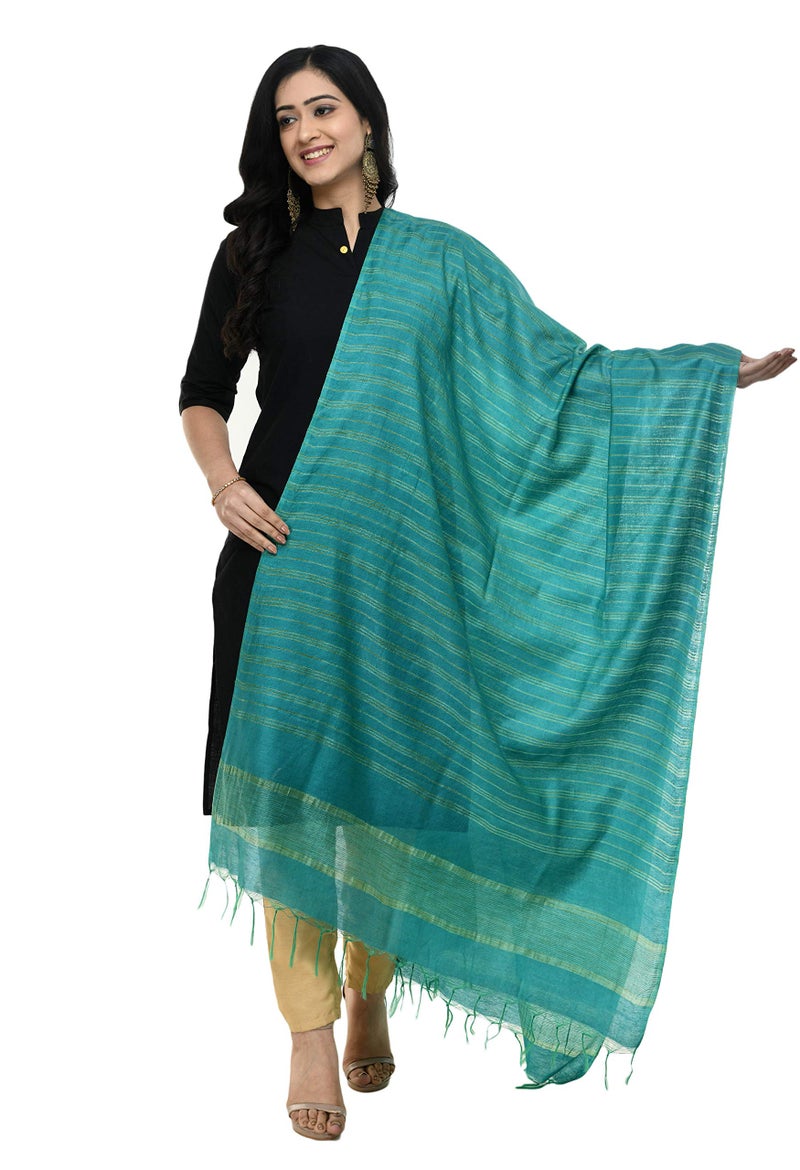 A R Silk Women's Self Design Cotton Dupatta (ARS0487_Rama Green_Free Size) - Image 5