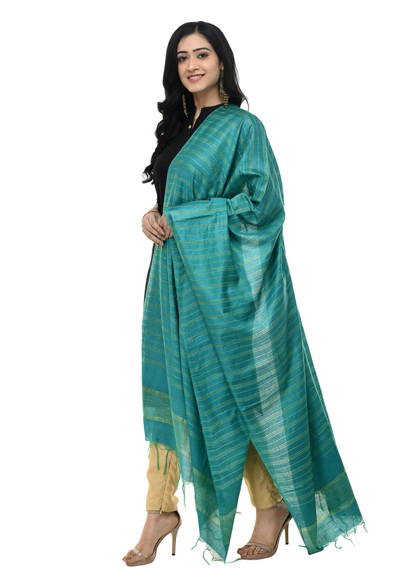 A R Silk Women's Self Design Cotton Dupatta (ARS0487_Rama Green_Free Size) - Image 4