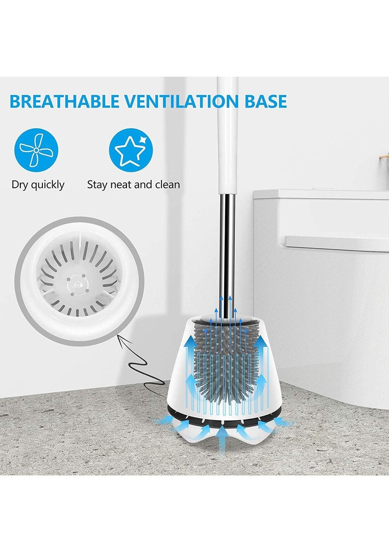 MIXDE Toilet Brush and Holder Silicone Toilet Bowl Brush 304 Stainless Steel Brush Handle Bathroom Cleaning Bowl Brush Kit with Tweezers Sturdy Cleaning Toilet Brush  - Image 4
