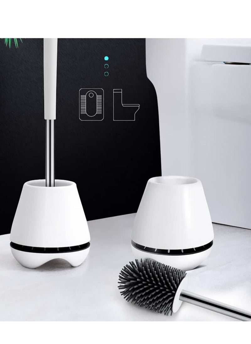 MIXDE Toilet Brush and Holder Silicone Toilet Bowl Brush 304 Stainless Steel Brush Handle Bathroom Cleaning Bowl Brush Kit with Tweezers Sturdy Cleaning Toilet Brush  - Image 1