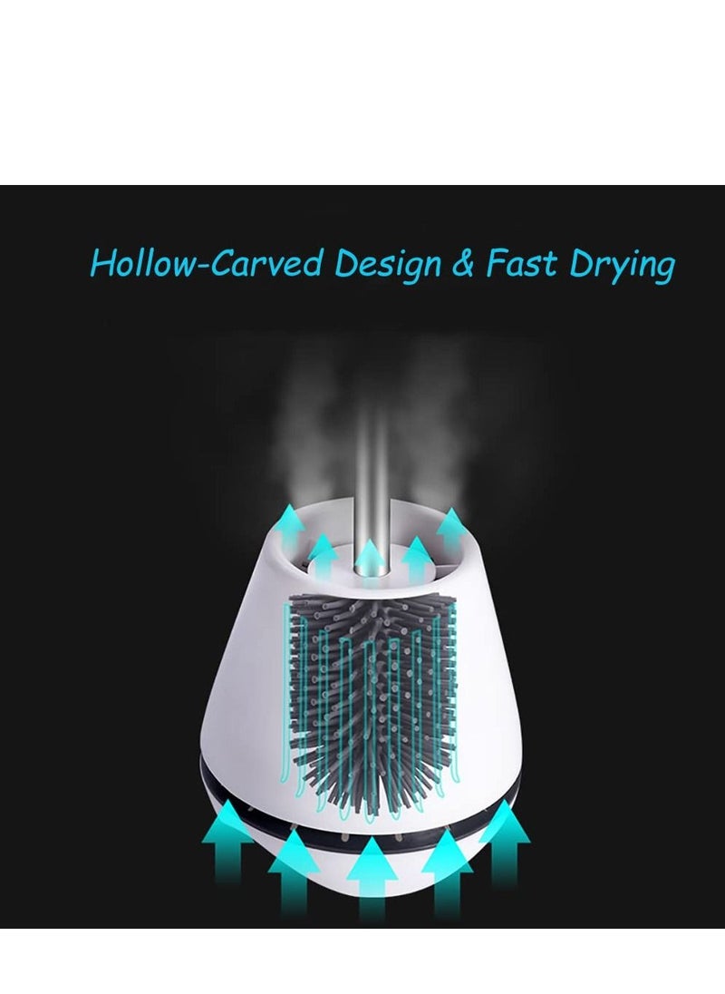 MIXDE Toilet Brush and Holder Silicone Toilet Bowl Brush 304 Stainless Steel Brush Handle Bathroom Cleaning Bowl Brush Kit with Tweezers Sturdy Cleaning Toilet Brush  - Image 2