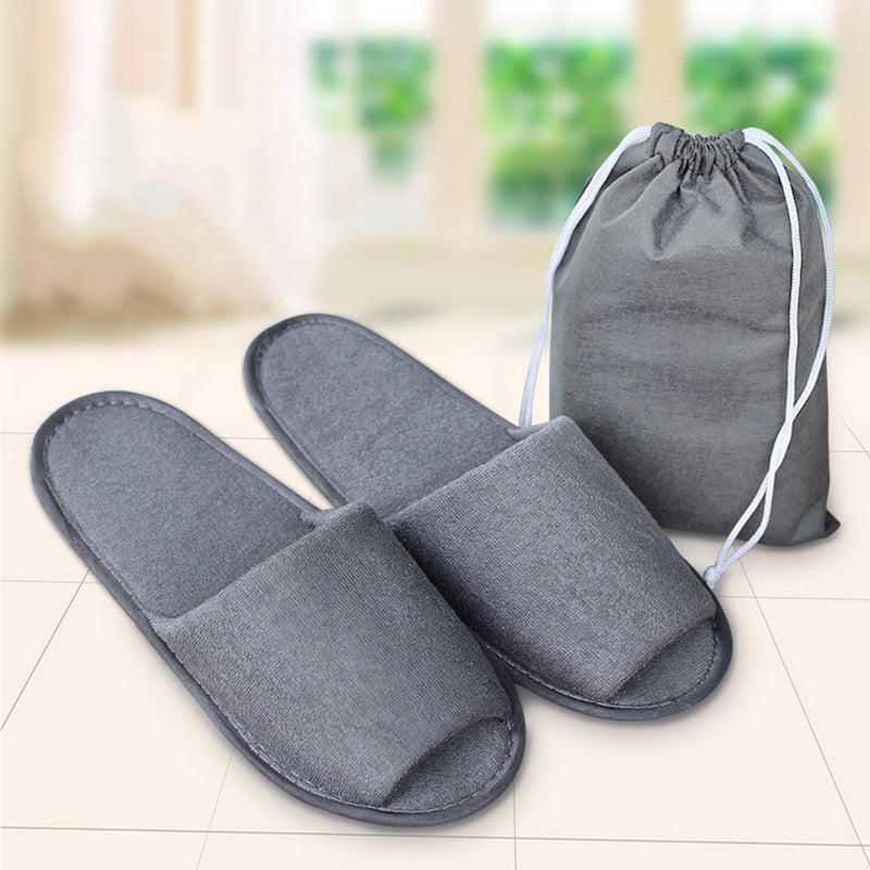 8 Pairs of Male Disposable Slippers Portable Folding Slippers for Travel Hotel (Grey) - Image 4
