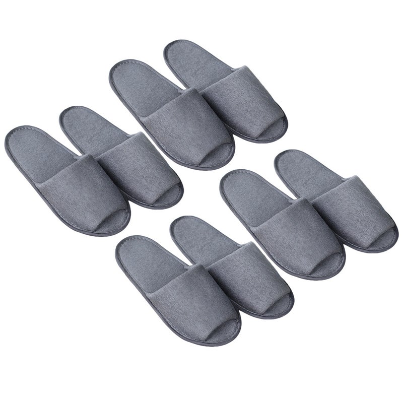 8 Pairs of Male Disposable Slippers Portable Folding Slippers for Travel Hotel (Grey) - Image 2