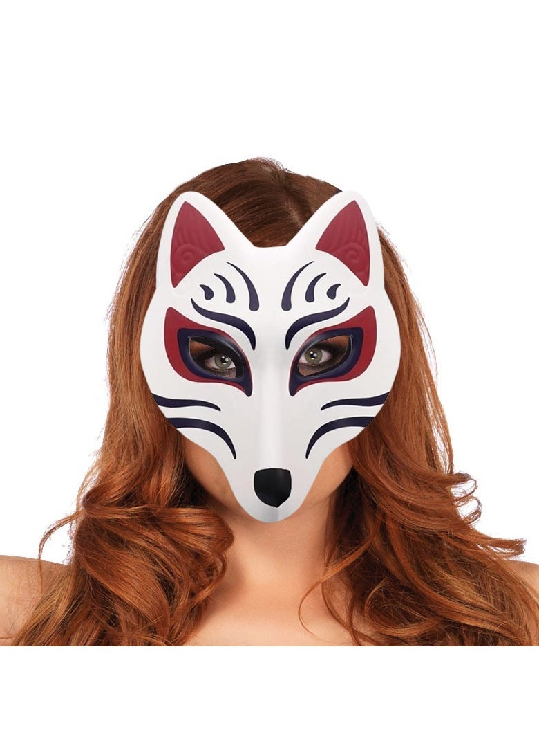 VUCATIN - Fox Mask Japanese Kabuki Kitsune Masks for Men Women Festival Party Cosplay Party Masquerade Costume Prop Full Face Stage Performance Mask - Image 1