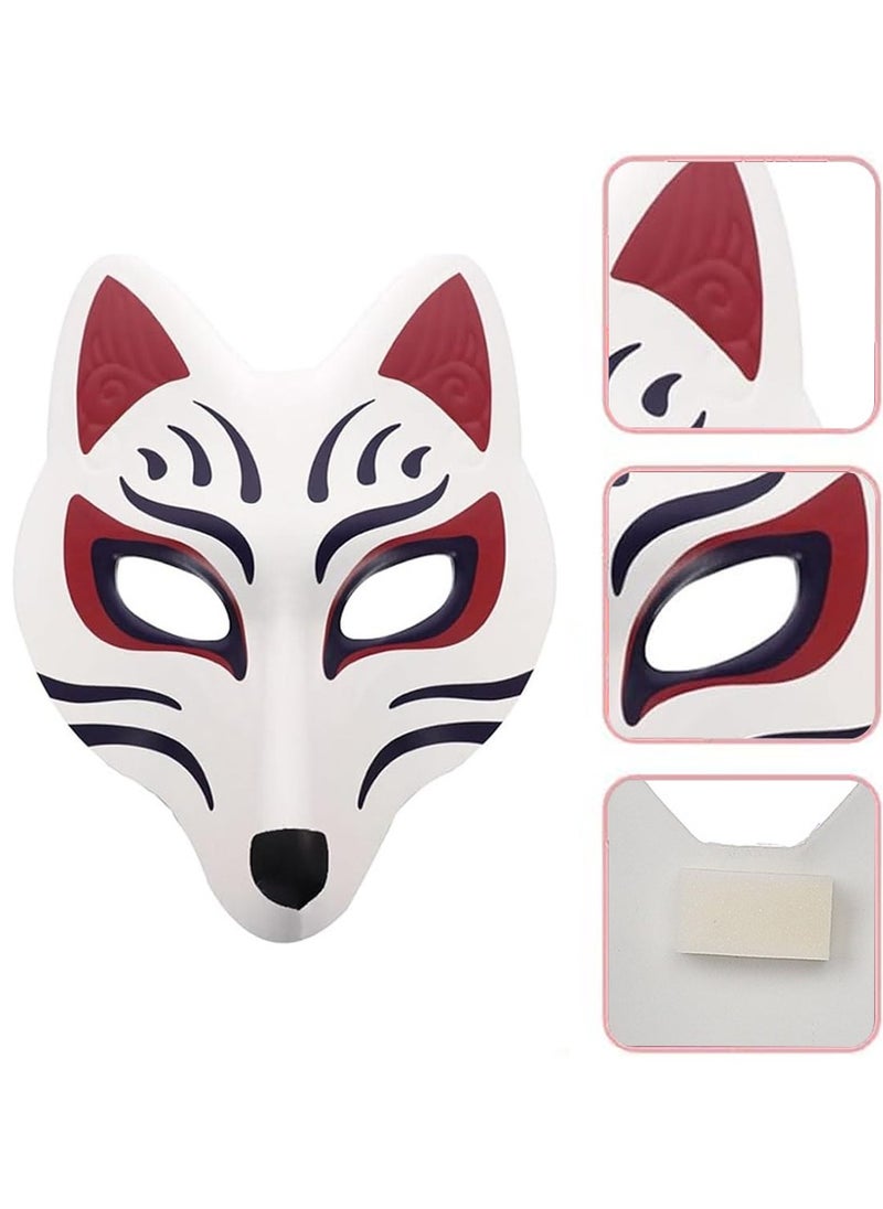 VUCATIN - Fox Mask Japanese Kabuki Kitsune Masks for Men Women Festival Party Cosplay Party Masquerade Costume Prop Full Face Stage Performance Mask - Image 1
