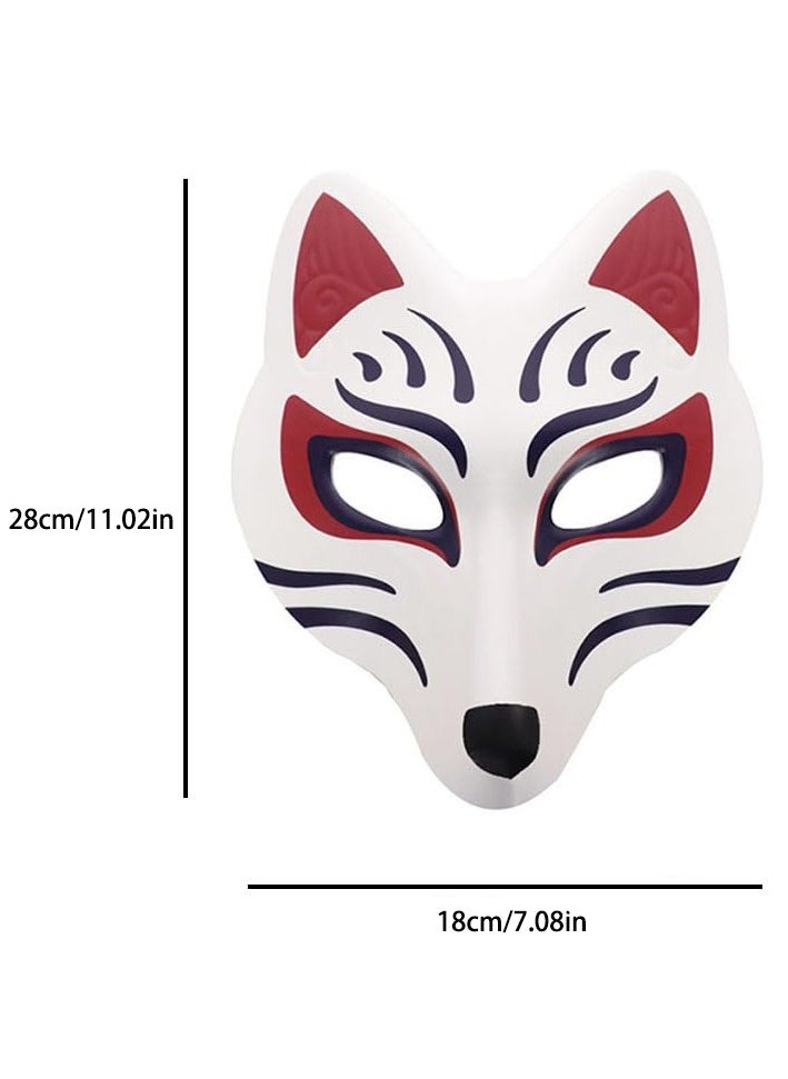 VUCATIN - Fox Mask Japanese Kabuki Kitsune Masks for Men Women Festival Party Cosplay Party Masquerade Costume Prop Full Face Stage Performance Mask - Image 1
