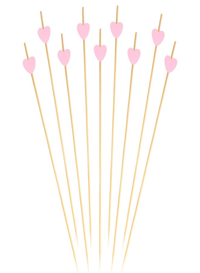 بامبو إم إن أسياخ تقديم الطعام والشراب من الخيزران الوردي على شكل قلب، مقاس 8.3 بوصة، من BambooMN، مثالية للمناسبات والحفلات والأعياد والمطاعم وبوفيهات الحفلات، 100 قطعة - Image 4