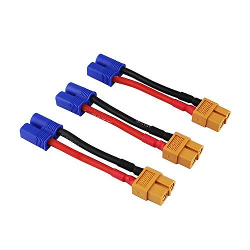 OliYin 3pcs Male EC3 to Female XT60 XT60 Connector Adapter Converter Cable 14awg 196in for RC Lipo BatteryPack of 3 - Image 1