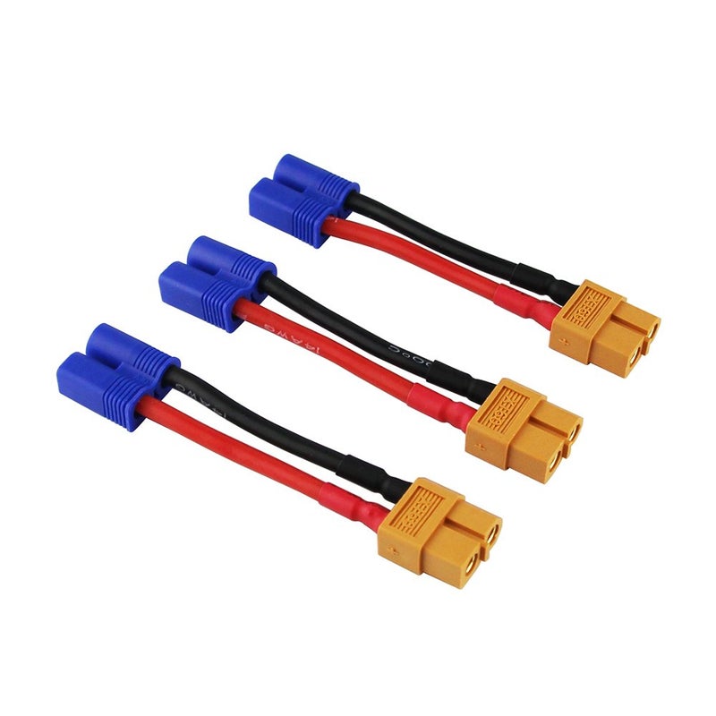 OliYin 3pcs Male EC3 to Female XT60 XT60 Connector Adapter Converter Cable 14awg 196in for RC Lipo BatteryPack of 3 - Image 3