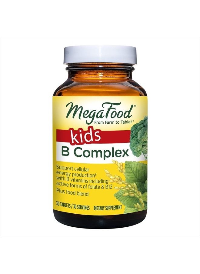 MegaFood Kids B Complex - Children's Supplement with B Vitamins for Energy Metabolism & Nervous System Support - Plus Zinc & L-theanine - Vegetarian, Made Without 9 Food Allergens - 30 Mini Tabs  - Image 1