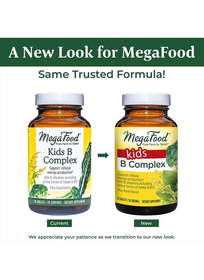 MegaFood Kids B Complex - Children's Supplement with B Vitamins for Energy Metabolism & Nervous System Support - Plus Zinc & L-theanine - Vegetarian, Made Without 9 Food Allergens - 30 Mini Tabs  - Image 2